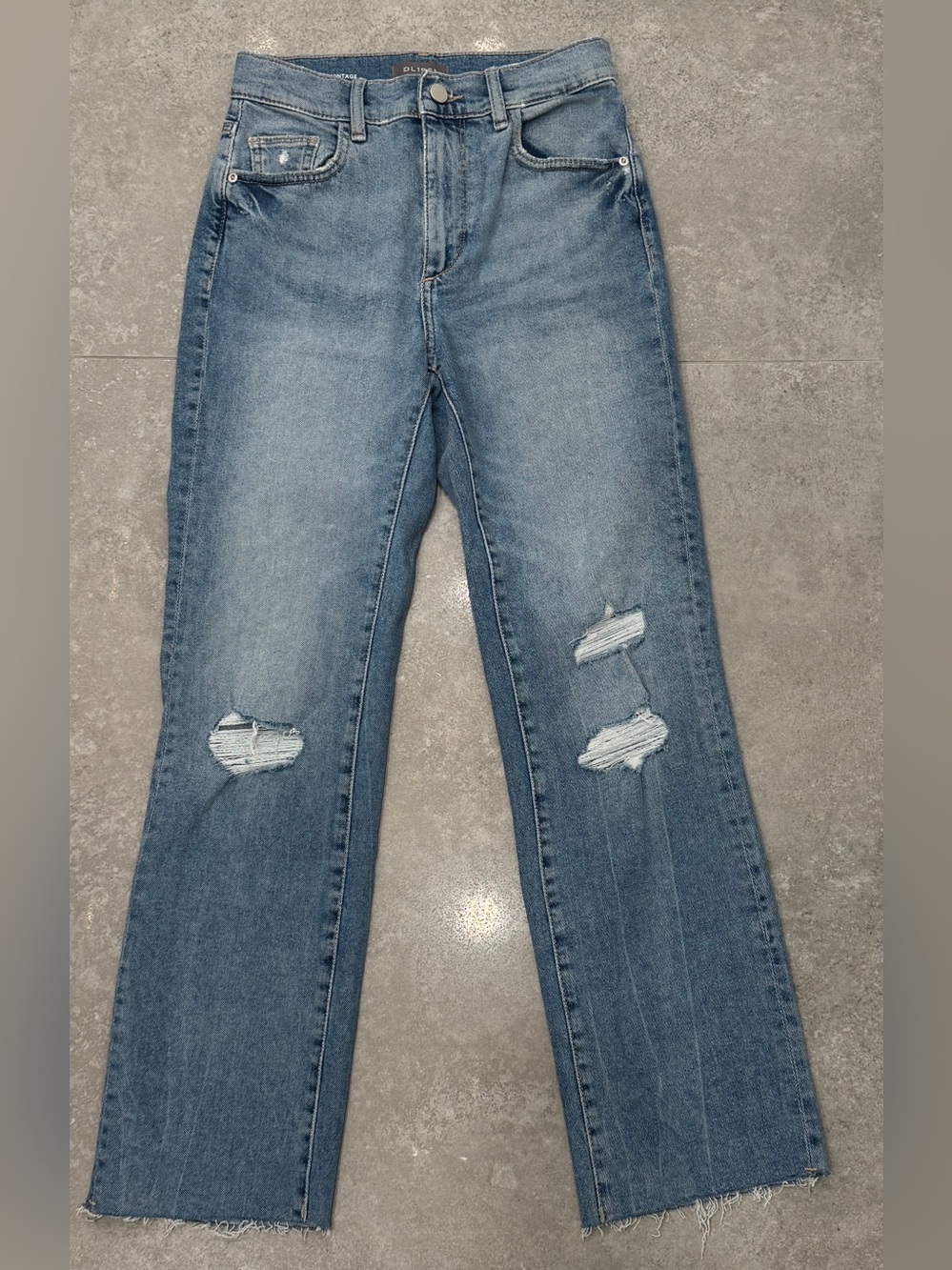 DL1961 Classic High-Rise Distressed Women's Jeans - Light Blue
